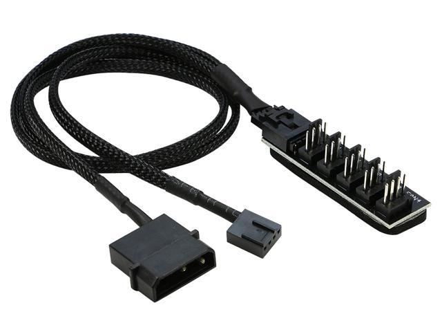 12/" 3 Pin Connector PC Computer Fan Extension Adapter Cable Black Sleeved