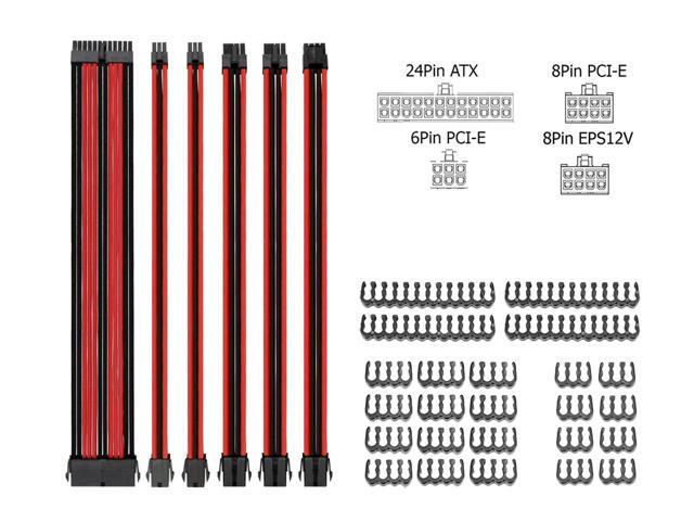 6-Pin with Cable Comb 24 Pieces Set 24-Pin 8 Pin 6 Pack 6 Pin 4 4 Pin PSU Connectors White 8-Pin 24 Pin CloverTale Sleeved Cable White Braided ATX Sleeved Cable Extension Kit for Power Supply Cable Kit