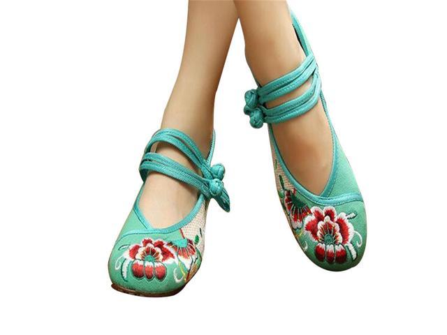 Ladies Chinese Mary Jane Shoes Classic Velvet Ballet Shoe Cotton Flats S