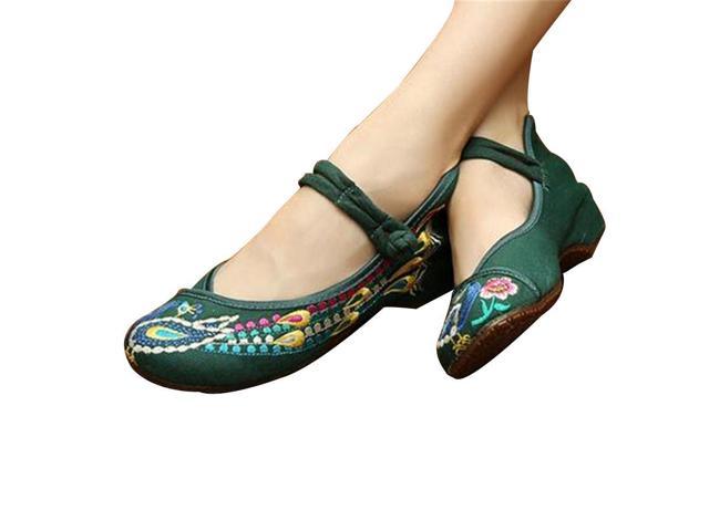 Chinese Casual Flats For Women Flower Embroidered Mary Janes Cloth Shoes