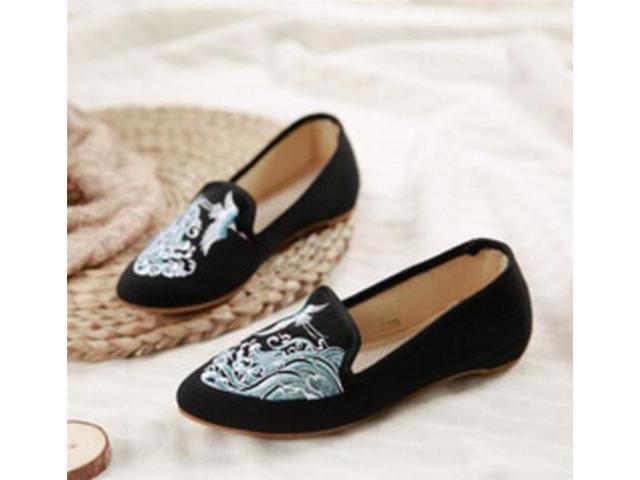 Women S Chinese Ethnic Embroidery Slip On Comfort Dress Shoes Elf