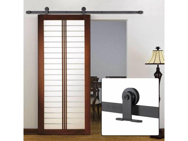 12 Ft Interior Indoor Sliding Barn Door Hardware Track Kit T Shaped Style Closet Rail Fit For Single Wooden Door