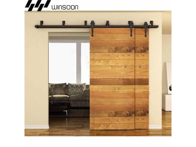 5 6 8 10 12 16ft Low Profile Bypass Double Door Sliding Barn Door