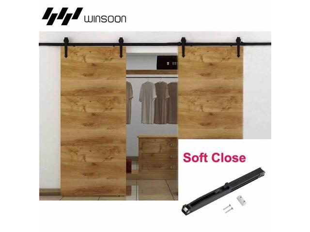 Rustic Carbon Steel Rollers Sliding Double Barn Door Hardware Set