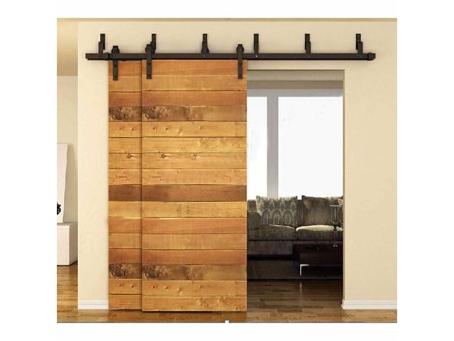 13ft Bypass Barn Door Hardware Sliding Kit 4 16ft For Interior Exterior Cabinet Closet Doors With Hangers J Shape Roller 4 Piece 6 5 Foot Rail