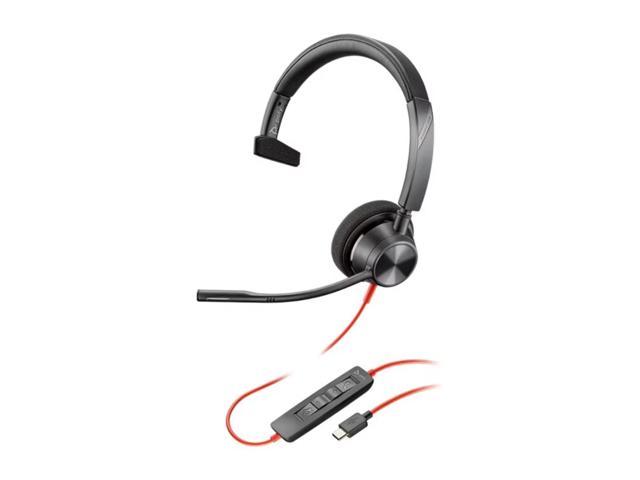 Plantronics Poly Blackwire 3310 Microsoft USB-C Headset - Mono - USB Type C - Wired - 32 Ohm - 20 Hz - 20 kHz - Over-The-Head - Monaural - Supra-aural - Noise Cancelling Microphone