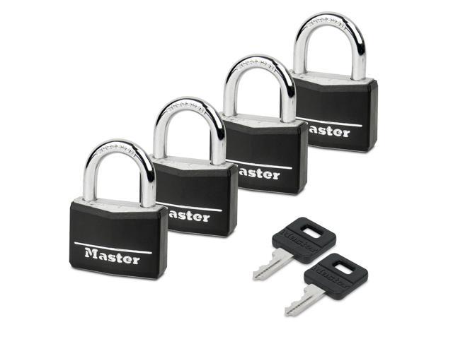 Master Lock 1-3/16 Wide Keys Set Weatherproof Solid Body Dual Padlock 4 Pack Kit 