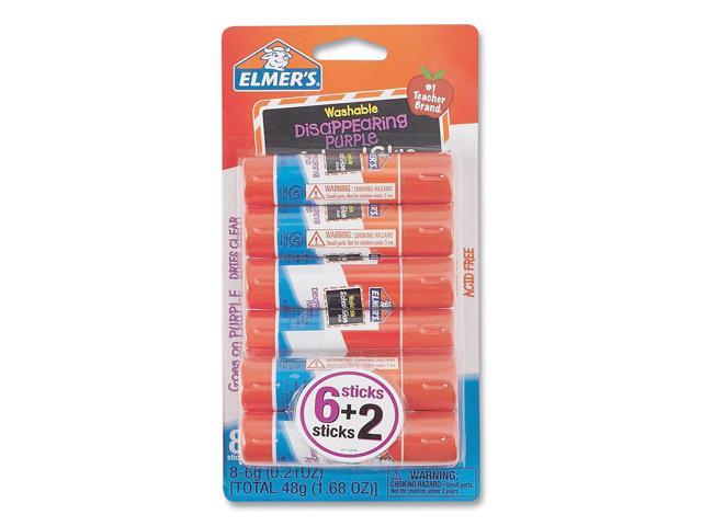 Elmers Washable Disappearing Purple School Glue Sticks, 0.21 Oz., Pack of 6  2 Bonus Sticks