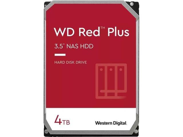 WD Red Plus 4TB NAS Hard Disk Drive - 5400 RPM Class SATA 6Gb/s, CMR, 258MB Cache, 3.5 Inch - WD40EFPX
