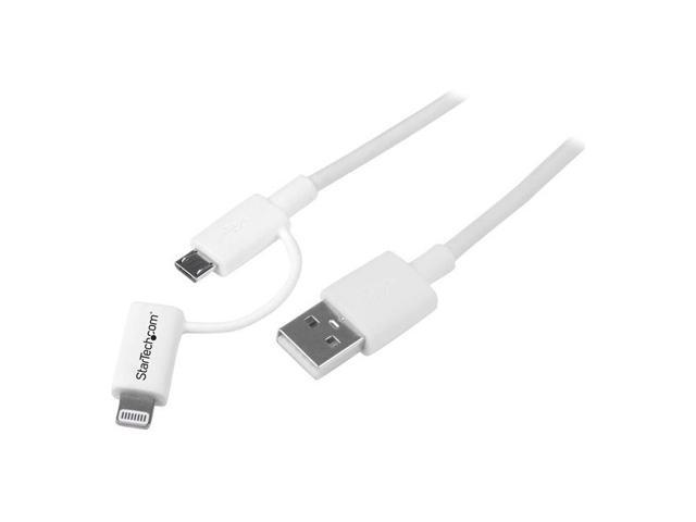 StarTech.com LTUB1MWH White Apple Lightning or Micro USB to USB cable