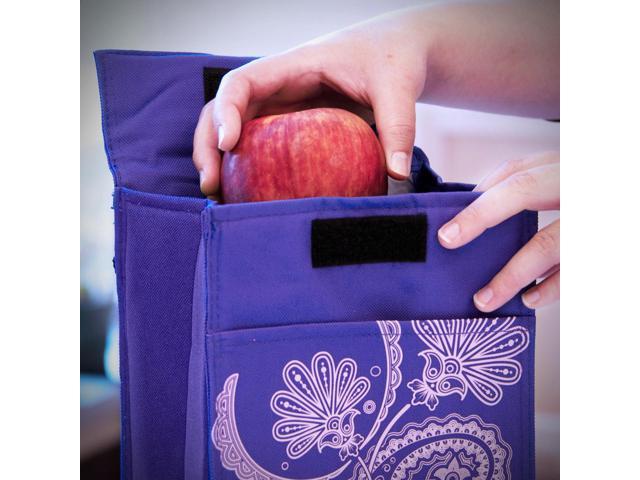 Gaiam Insulated Food Travel Lunch Bag Tote Leak-Resistant Purple Paisley 
