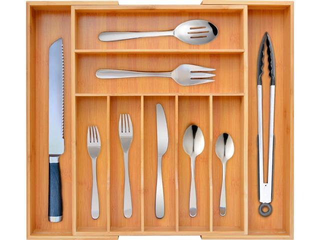 Bamboo Kitchen Drawer Organizer Expandable Silverware