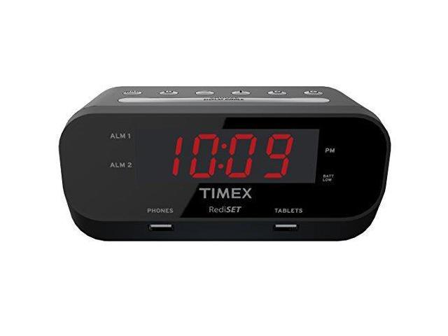 TIMEX T129B RediSet Dual Alarm Clock with Dual USB