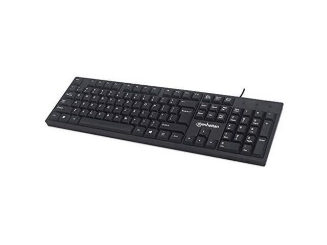 Photo 1 of Manhattan 104-key Black Wired Keyboard with Built-in 5 ft. (1.5 m) USB-A Cable and LED Indicator Lights