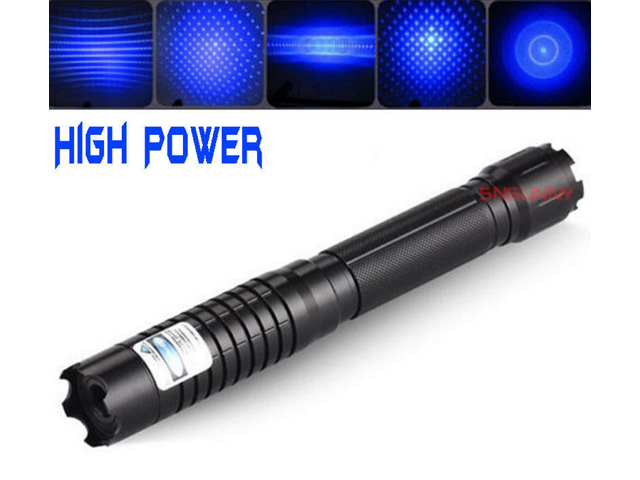 450nm Blue Laser Pointer Beam Light Set & Battery & Charger & 5*Light Caps 