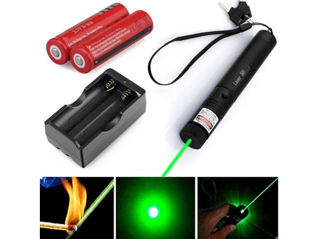 Military Green 1mW 532NM Laser Pointer Pen Lazer Lamp Visible Beam+18650 Battery 