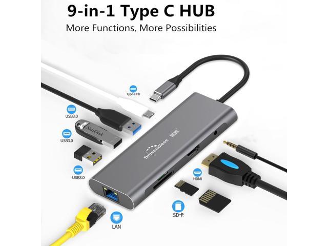 Windows Surface Pro and More USB C Devices PD Charging,SD Card Reader 3 USB 3.0 Ports for MacBook,Google Chromebook USB C Hub,Premium Type-C Adapter 7 in 1 USB-C Dock with 4K HDMI Output