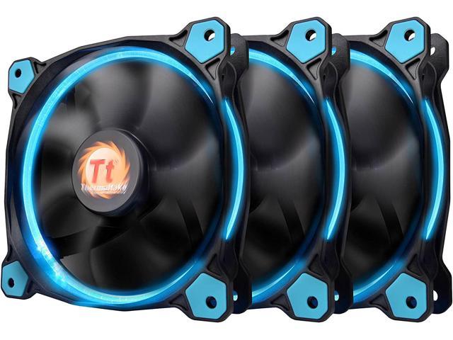 Thermaltake Riing 12 Series Blue High Static Pressure 120mm Circular LED Ring Case/Radiator Fan with Anti-Vibration Mounting System Cooling CL-F038-PL12BU-A 