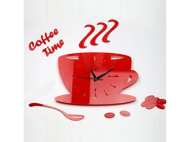 Dwo Diy Acrylic Wall Clock Modern Kitchen Home Decor Coffee Time