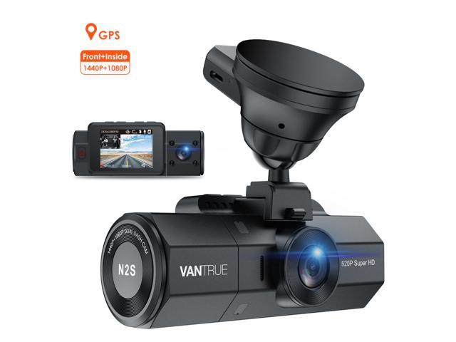 Vantrue N2S 4K Dash Cam for Uber, Dual 1440P Front and Inside Dash Camera with GPS, Car Dashboard Camera with Infrared Night Vision, Parking Mode, Motion Sensor, Capacitor, Support 256GB MAX