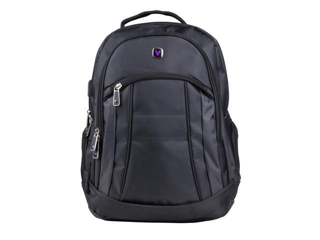 Velztorm 1680D Polyester Black Backpack with USB Charging Station ...