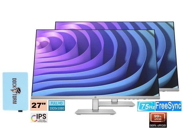 HP M27h FHD Monitor 76D13AA#ABA Bundle with Docztorm Dock, 27