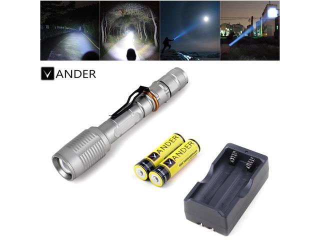 Flashlight Battery Charger Set 8000LM LED 3 Modes Zoomable Focus Torch