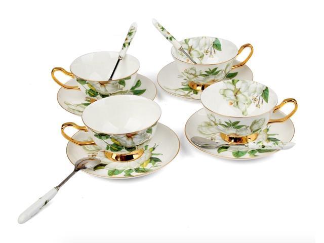 Porcelain Tea Cup and Saucer Coffee Cup Set White color with Saucer and Spoon