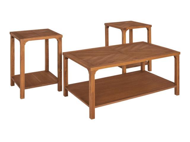 3 Piece Modern Farmhouse Accent Table Set Caramel Newegg Com 3 Piece Modern Farmhouse Accent Table Set Caramel