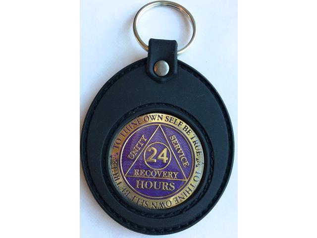 Universal AA Medallion or Coin Holder Keychain Black Soft Silicone 