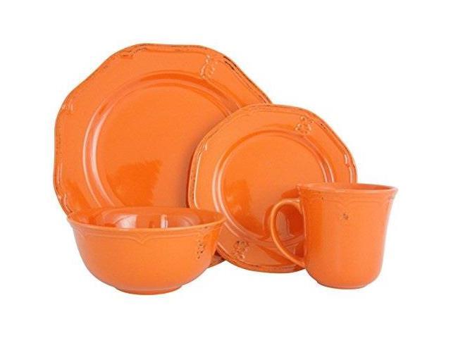 Melange Stoneware 16piece Dinnerware Set Antique Orange Service Stoneware 16piece Dinnerware Set