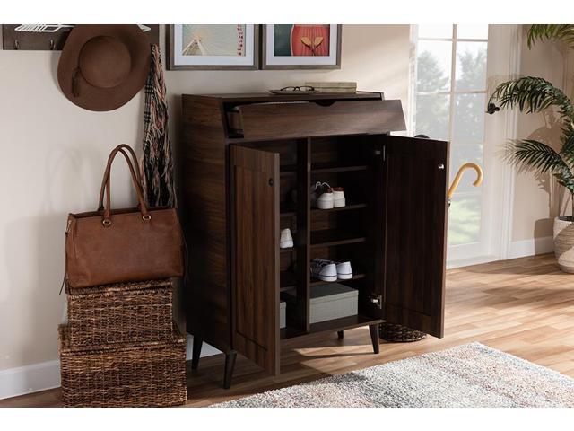 Baxton Studio Cormier Mid Century Modern Walnut Brown Finished