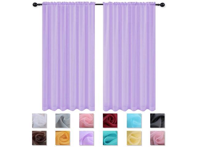 Keqiaosuocai Purple Sheer Curtains 63 Long For Girls Room