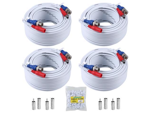 Annke 4 30m 100ft All In One Bnc Video Power Cables Bnc Extension Wire Cord For Cctv Camera Dvr Security System 4 Pack White
