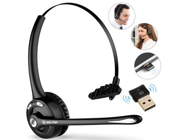 Delton Trucker Headset With Mini Dongle, Wireless Headphones w/Microphone, Headphones for Driver, Wireless Over the Head Earpiece with Mic for Skype, Call Centers - 18Hrs Talking - Newegg.com