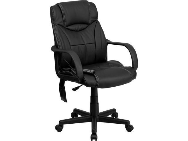 Mid Back Ergonomic Massaging Black Leathersoft Executive Swivel Office