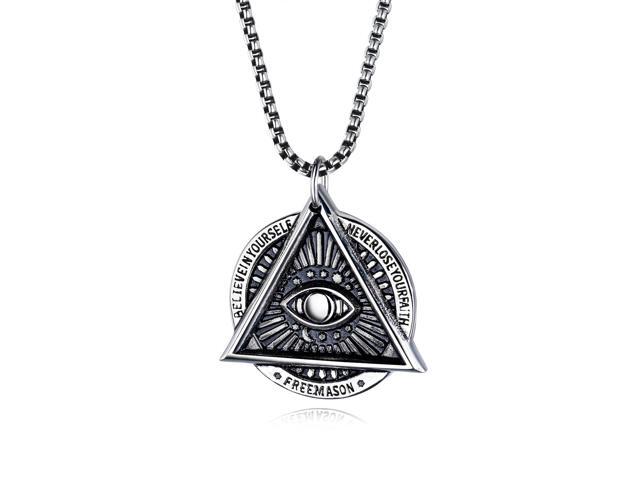 Vintage Silver Stainless Steel Evil Eye Pendant Necklace For Men Vintage Silver Stainless Steel Evil Eye