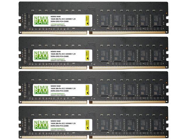 64GB Kit 4x16GB DDR4-2933 PC4-23400 ECC UDIMM 2Rx8 Memory for  Server/Workstation by Nemix Ram