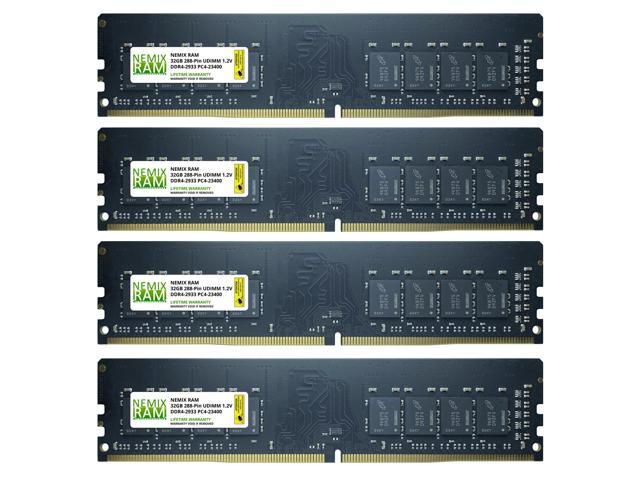 128GB Kit (4 x 32GB) DDR4-2933 PC4-23400 NON-ECC Unbuffered Desktop Memory  by NEMIX RAM