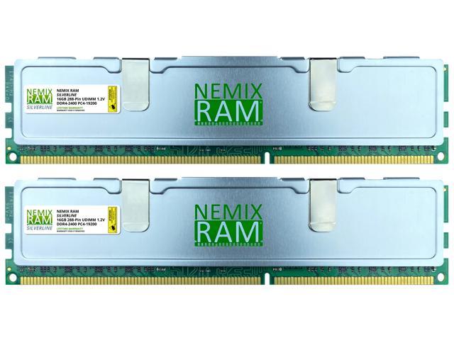 NEMIX RAM SILVERLINE 32GB (2x16GB) DDR4 2400 PC4-19200 PC GAMING MEMORY
