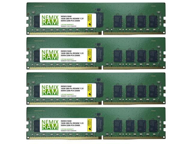 64GB 4x16GB DDR4-3200 PC4-25600 2Rx8 RDIMM ECC Registered Memory by Nemix Ram