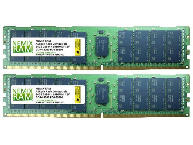128GB Kit (2 x 64GB) DDR4-3200 PC4-25600 ECC Load Reduced Memory for ASRock  Rack EPYCD8-2T Board by NEMIX RAM