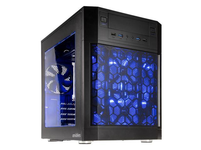 anidees AI-07BW Black Dual Chamber ATX Case - Side Window, 4 LED Fans, Fan Controller, Fan Hub, Dust Filters, Water Cooling Support - AI7-07BW
