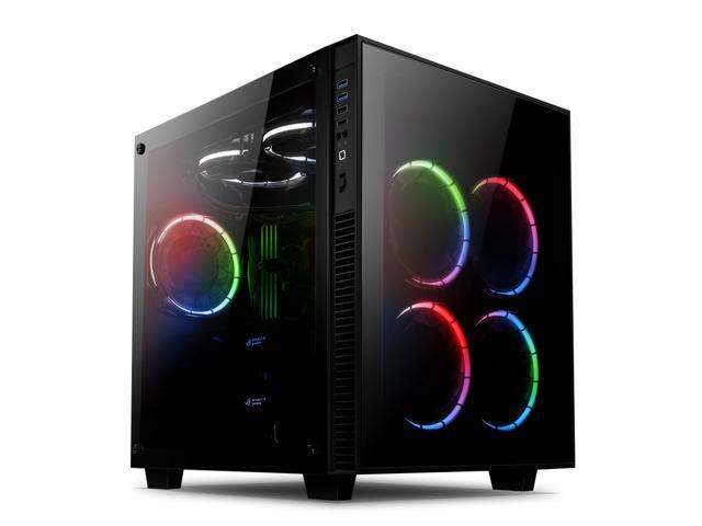 anidees AI-Crystal-Cube RGB Cube ATX Tempered Glass Gaming Case ...