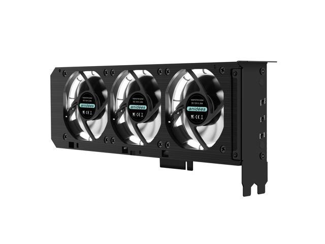 anidees AI-GP-CL8 VGA Graphic Card Cooler incl. 3 x80mm RGB LED Fans PCI mount bracket with fan speed controller - RGB