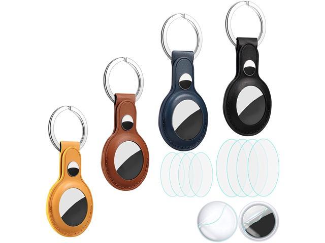 with Screen Protector Front 4pcs for AirTag for Keys Backpack Gurmoir 4 Pack Protective Leather Case for AirTag Keychain Anti-Scratch TPU Film and Back Dog Leash 4pcs Purse or Other Pets 