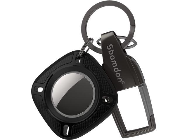 Model A Sbamdon Anti-Scratch Shockproof Apple AirTag Holder with Key Chain Rugged Case with Keychain Ring for Apple AirTags 1 Pack Black AirTag Dog Collar Holder Apple Key Finder Cover 
