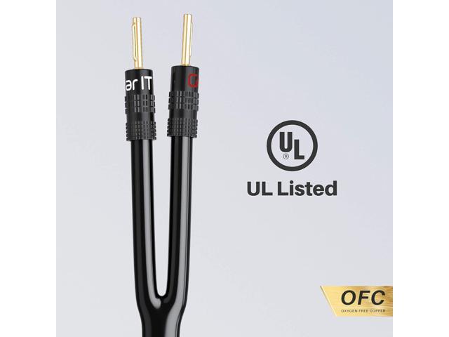 Construction OFC with Dual Gold Plated Banana Plug Tips Black Oxygen-Free Copper 15 Feet GearIT 12AWG Premium Heavy Duty Braided Speaker Wire