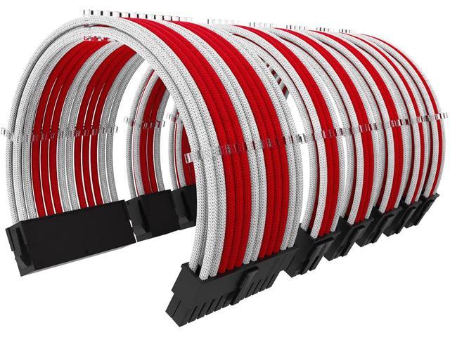 Abno1 Upgraded Redwhit Pc Cable Kit With Cable Combs 30cm Extension