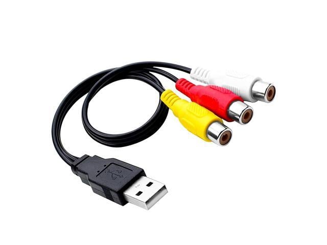 primer ministro Hollywood emocionante RCA to USB Cable, USB to 3 RCA Cable, USB A 2.0 Male to 3 RCA Female Video  Audio AV Component Adapter Cable for PC,MAC,AV, HDD and DVR (USB to 3 RCA